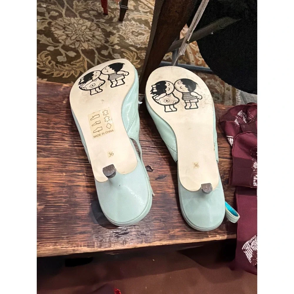 Irregular Choice Leather Pleated Ruched Slingback Kitten Heels Size 36‎